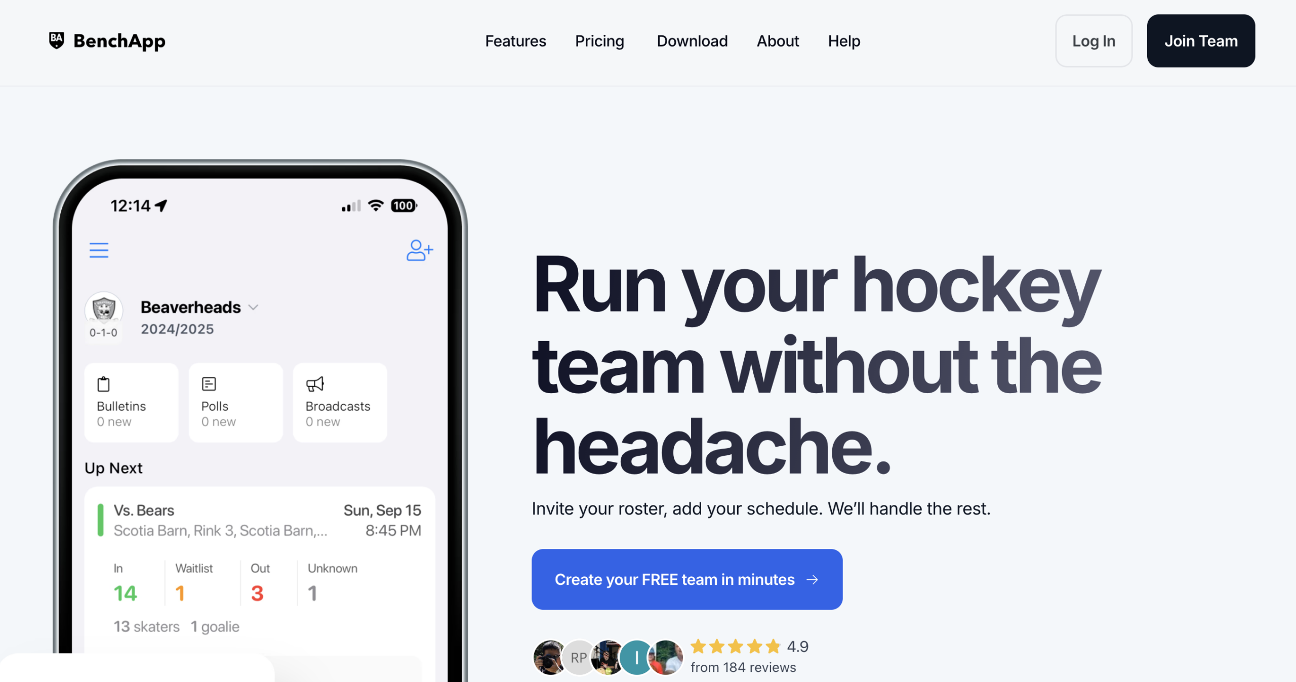 BenchApp hockey management software